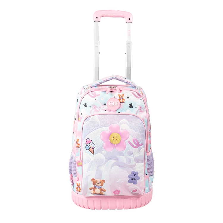 Mochila Escolar Elf 2026 Rosa con Carro y luces Art.I6468B